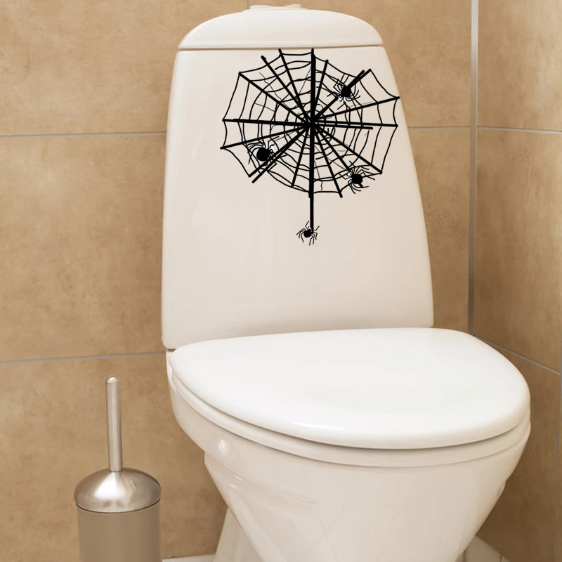 Наклейка на стену "Черная карикатурная паутина Хэллоуина" YOJA размером 20.2х22.2 см для туалета, декорирование спальни и дома T5-1238.