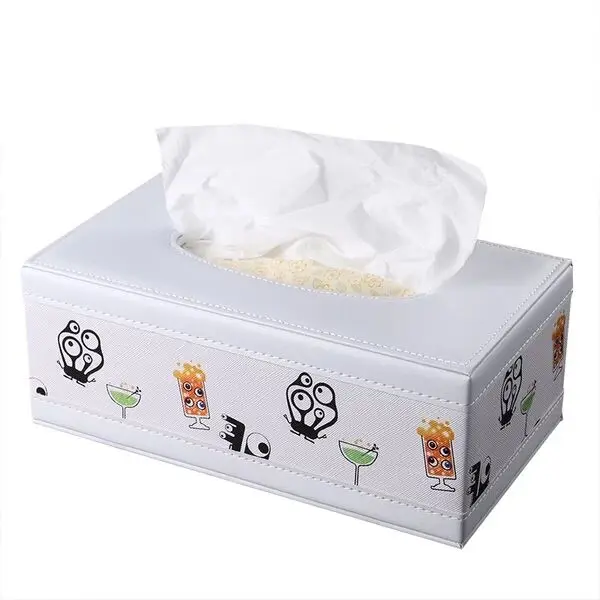 

Rectangle PU leather paper napkins boxes tissues napkin case wooden tissue storage box for home decoration napkin holder ZJH018C