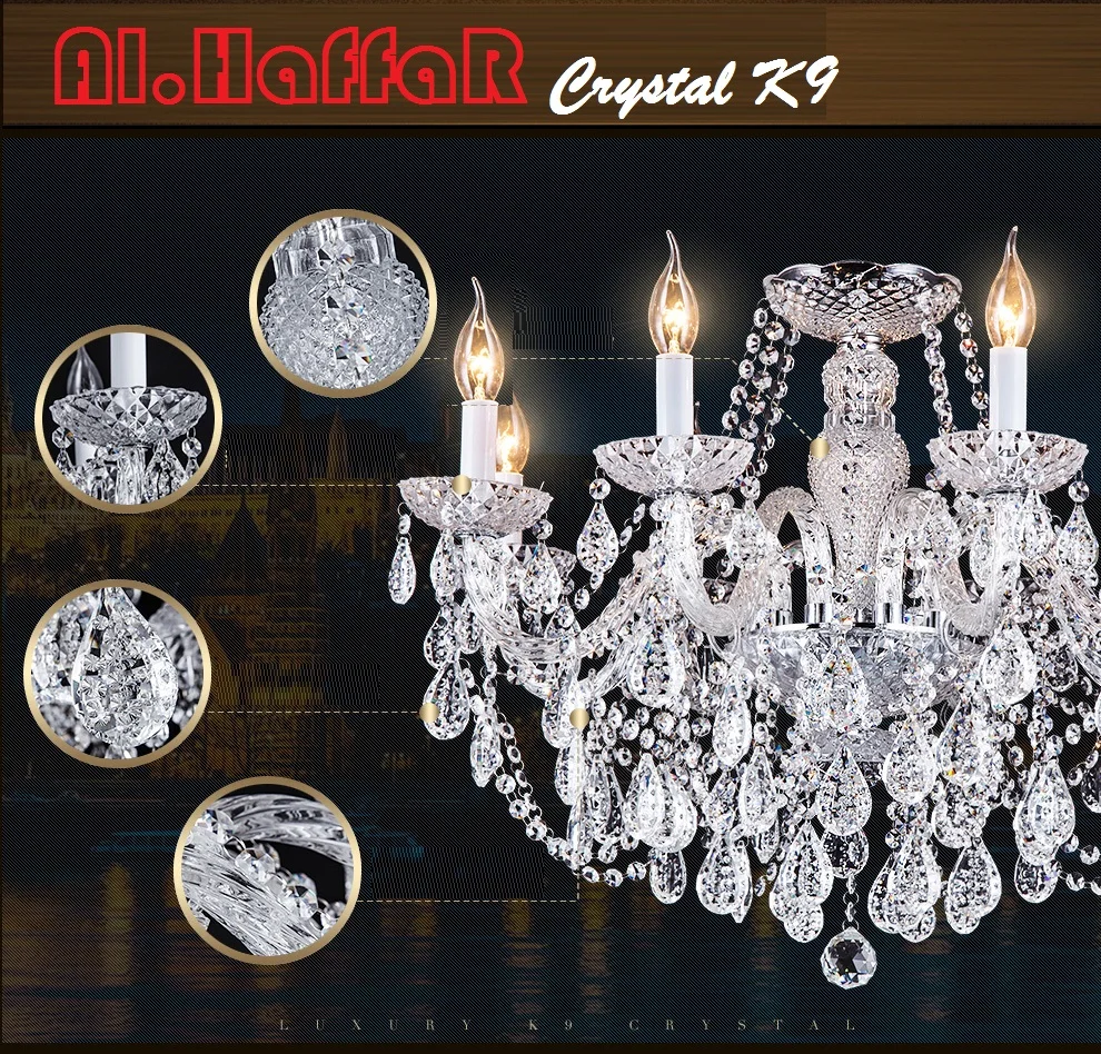 Candelabro de Cristal K9 para sala de estar, accesorio de iluminación para el hogar, Lustres de cristal grandes, nuevo y moderno