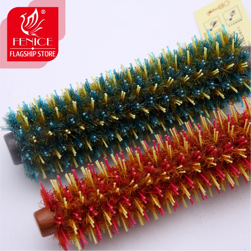 Fenice круглая расческа щетина из свиной гривы щетка для волос коричневая