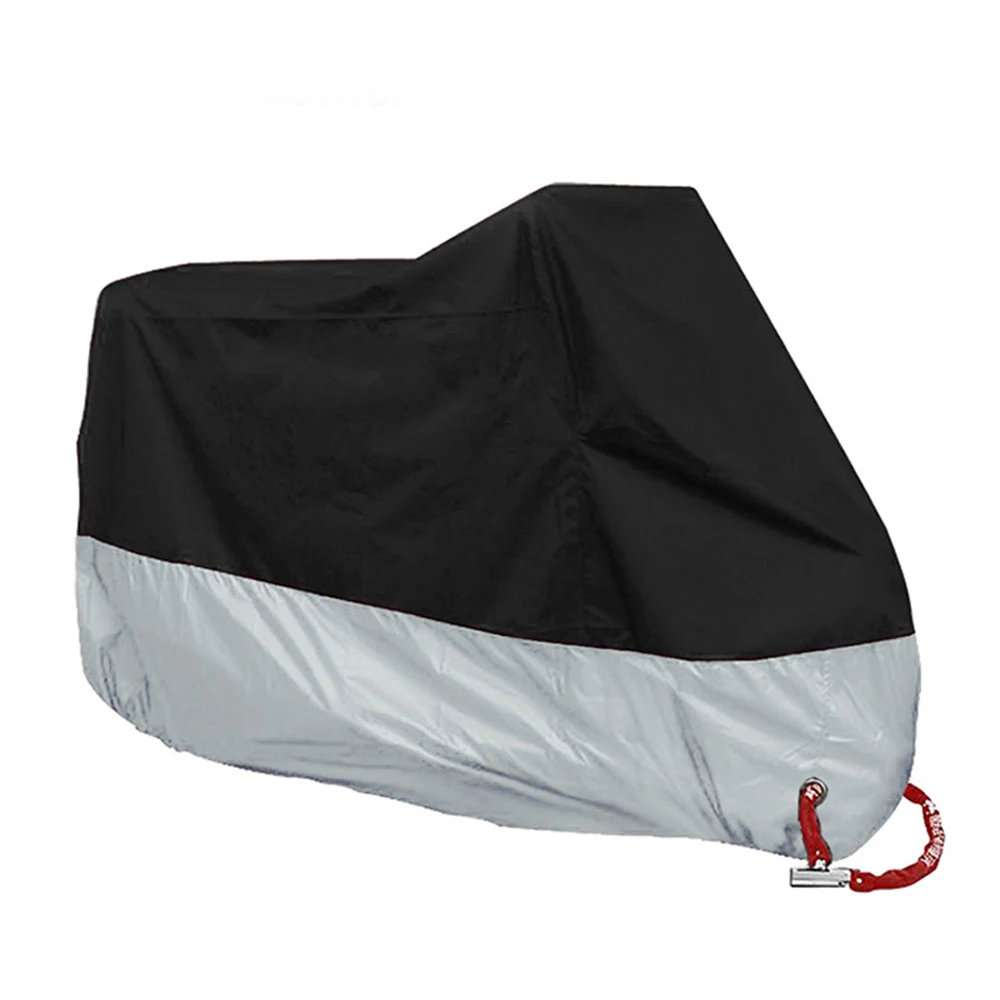 Black Silver HEROBIKER мотоциклетный чехол всесезонный Водонепроницаемый Пылезащитный УФ защитный наружный внутренний замок с отверстиями дизайн мотоциклетный дождевик - Цвет: Black Silver