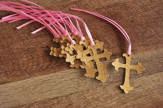 

glitter Baptism Christening Cross wedding wish tree present favor tags baby bridal shower Birthday Blank Cards party decorations