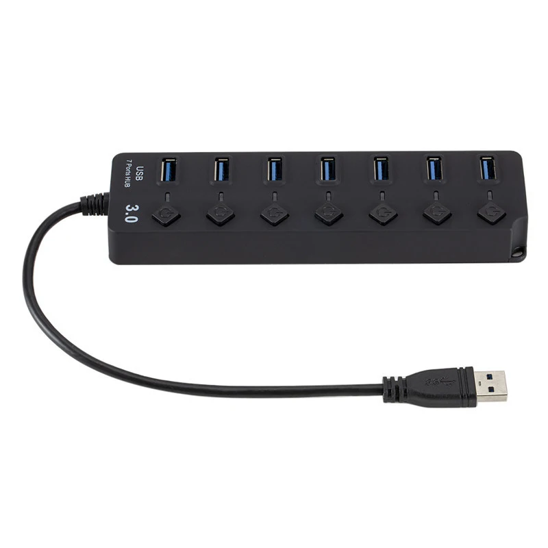 Концентратор USB 3 0 с 7 портами и кнопочным переключателем для передачи данных