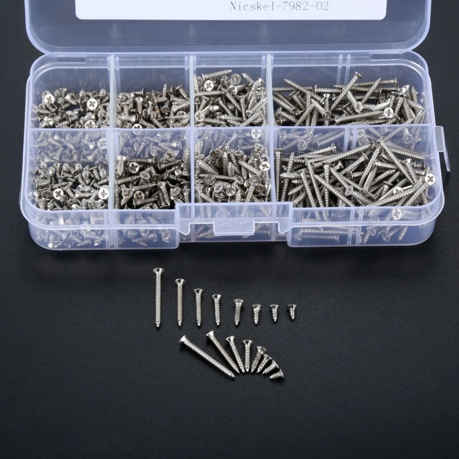 

DRELD 800PCS M2 Nickel-Plated Carbon Steel Phillips Head Pan Flat Self-Tapping Screws M2 X4/5/6/8/10/12/16/20mm Fasteners