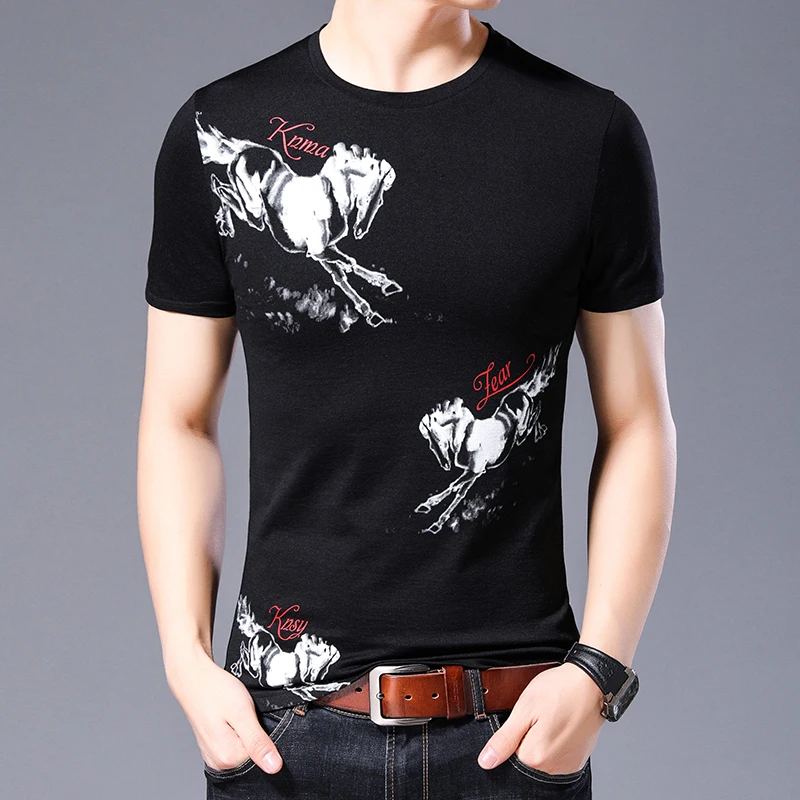 2019 Новая мужская футболка 3 цвета с коротким рукавом Тонкая young Мужская 3XL Размер