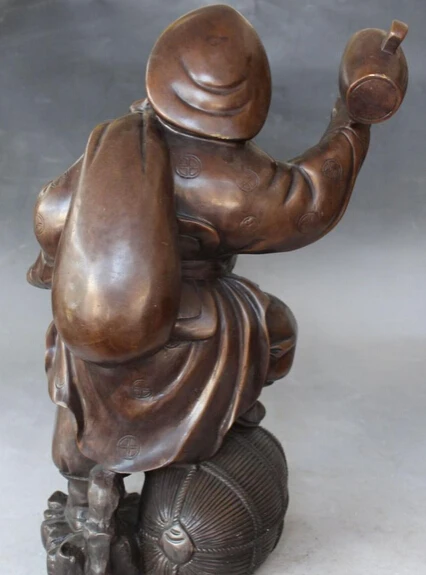 16 &quotКитайский Чистая Бронзовый Резные Японии Днем Богатство Маммона Будда Мешок