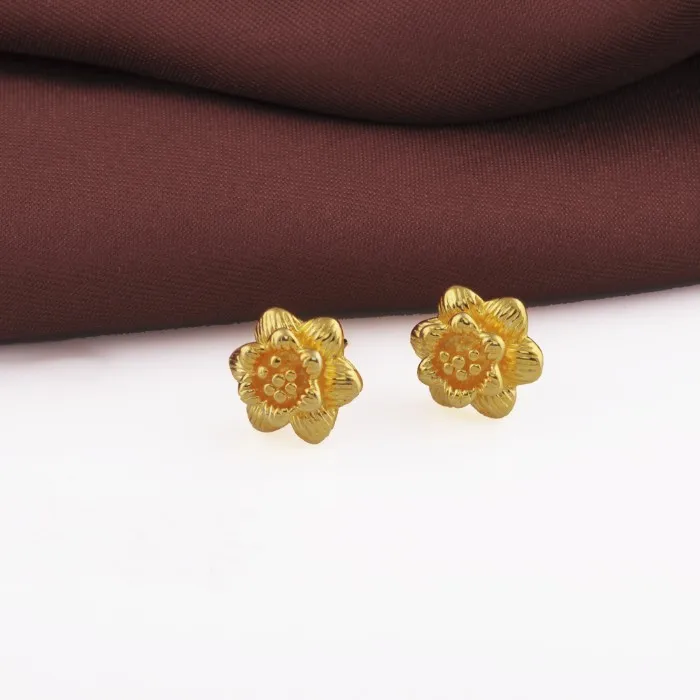 Stud Earrings Flower 24 Pure Gold Color for Women MxGxFam | Украшения и аксессуары