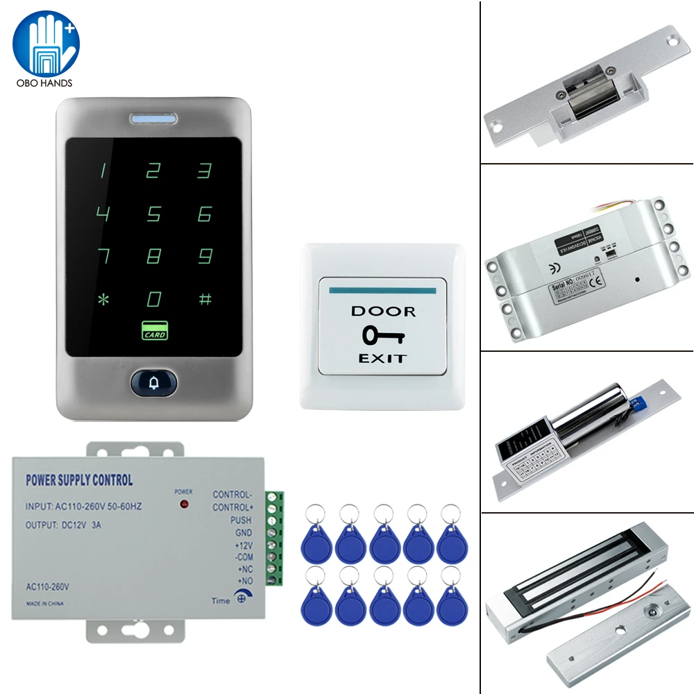 RFID сенсорный водонепроницаемый металлический контроллер доступа с 12VDC NC/без электрического болта/магнитный замок для безопасности двери