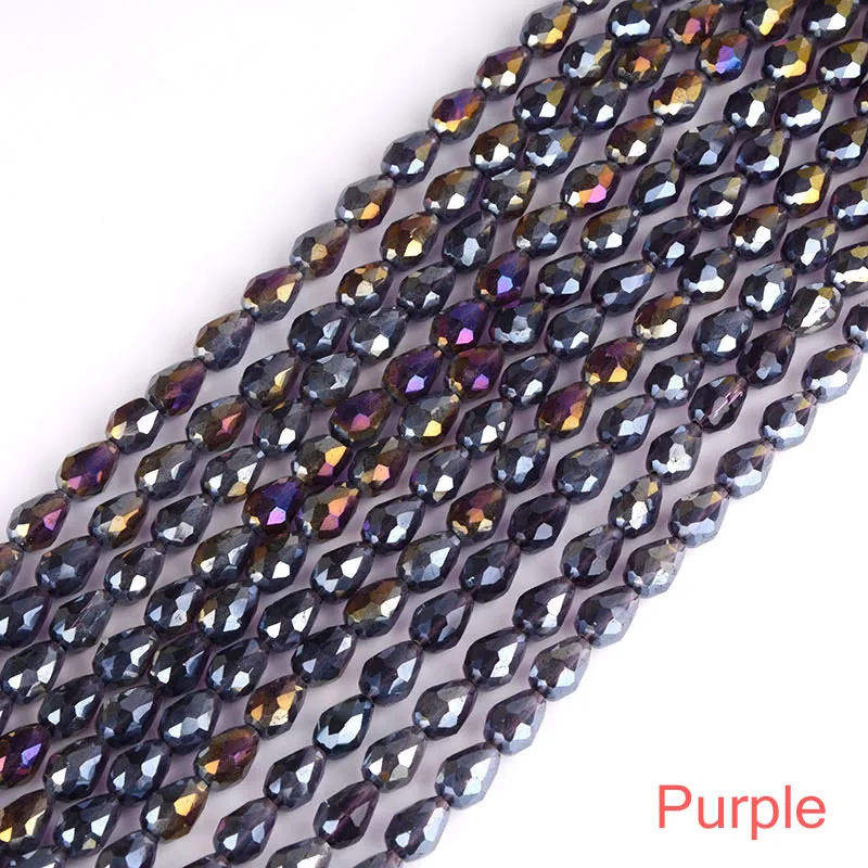Purple 4x6 мм 6x8 мм 8x11 мм 10x15 мм капельница для воды стекло в форме груши бусины Австрийские кристаллы Камни в форме капли Бусины Подходят Набор для изготовления ювелирных украшений вручную - Цвет: Purple