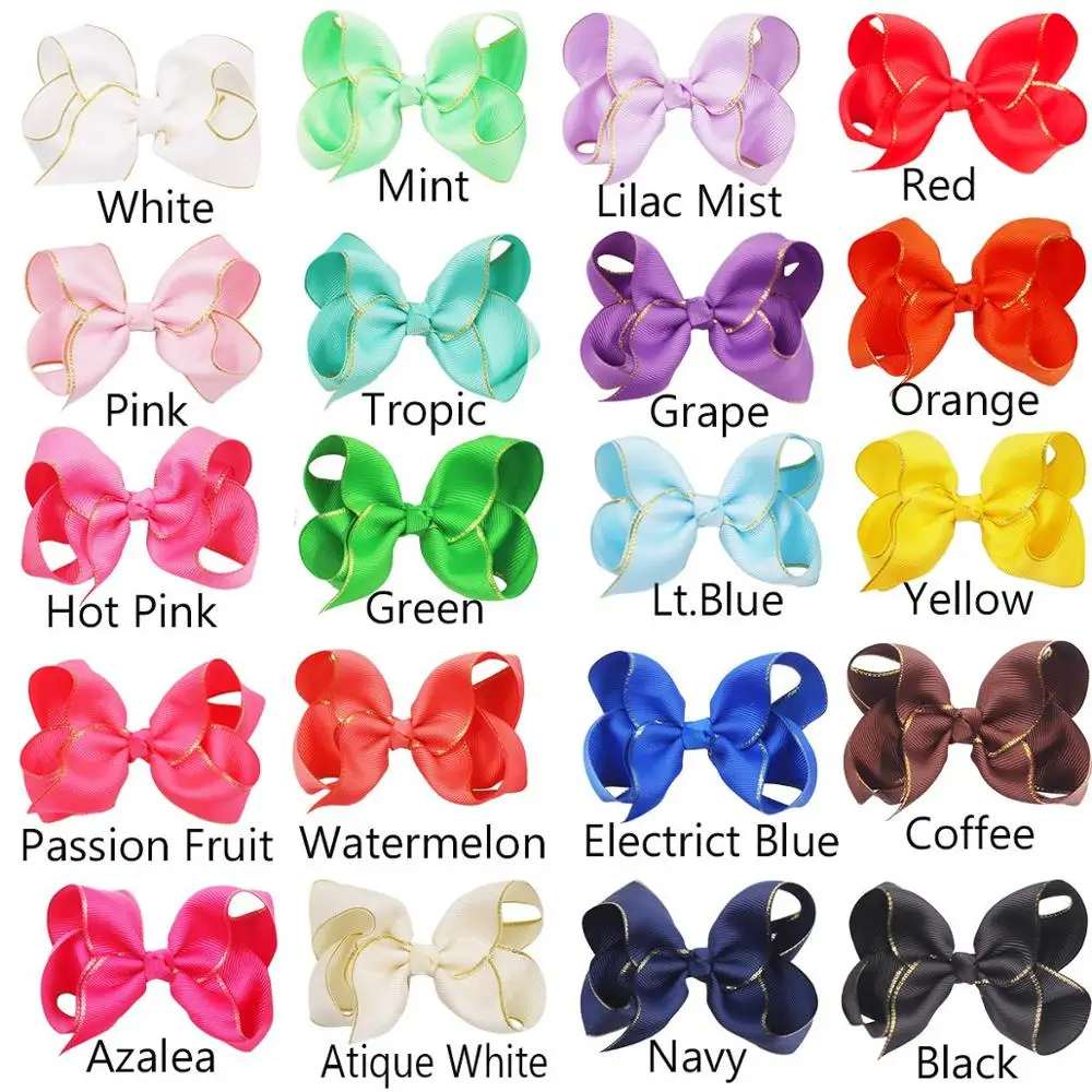Банты для девочек 40 шт. 4 дюйма банты из корсажной ленты Аллигатор зажимы волос