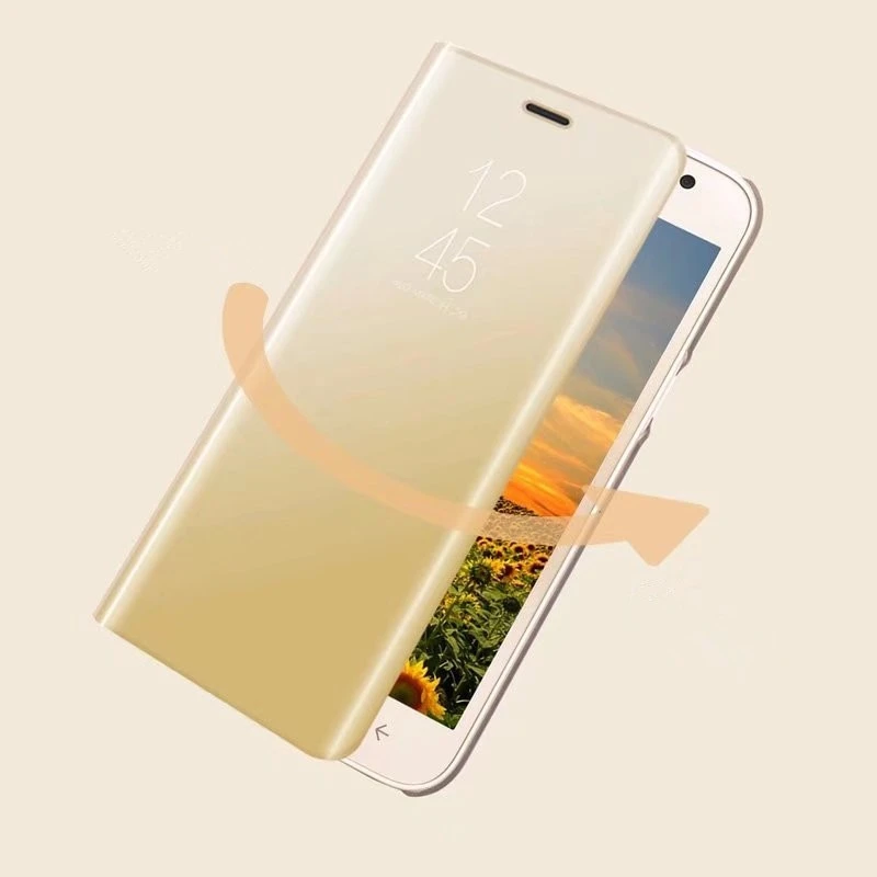 Для huawei Y6 2019 Y6Pro Y7 Y7Prime роскошно чистый зеркало заднего вида кожи с подставкой и