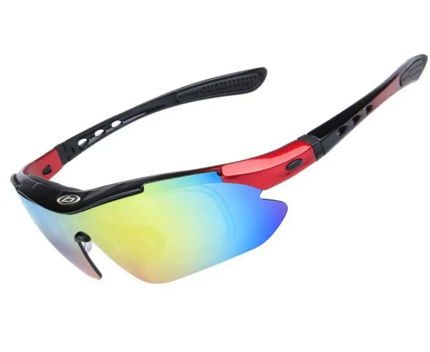 black red UV400, мотоциклетные, велосипедные, женские, мужские, спортивные очки, набор, поляризационные, лыжные очки, Oculos, очки, солнцезащитные очки для рыбалки, велосипеда, 5 линз - Цвет: black red