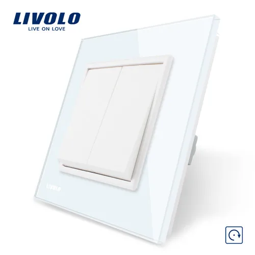 Two Reset Switch Livolo Европейская стандартная кристальная стеклянная панель, прерыватель, настенная розетка, сенсорные переключатели, электрическая розетка, водонепроницаемая крышка, свободный выбор - Цвет: Two Reset Switch