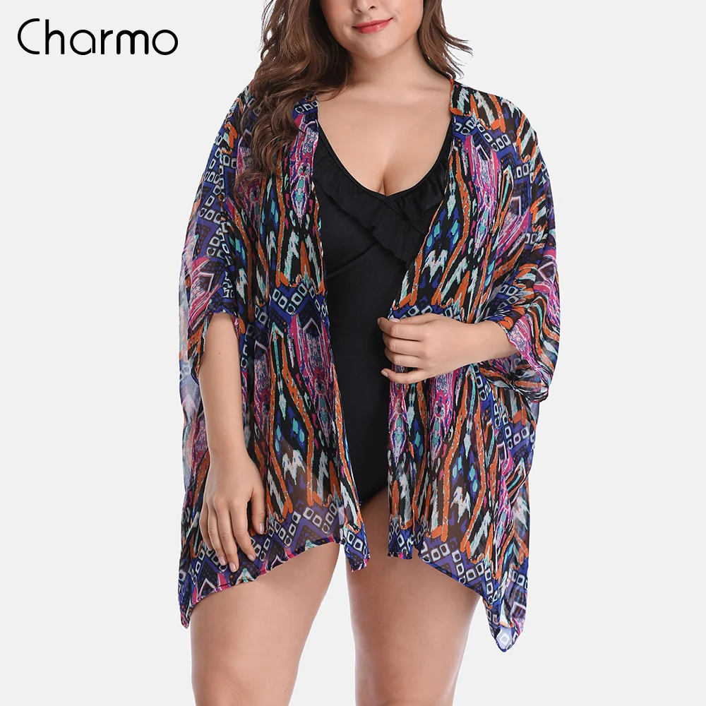 

Charmo Women Beach Cover Up Kaftan Bikini Chiffon Tassel Cover-Ups See-through Swimsuit Women Swimwear Sexy Bathing Suit