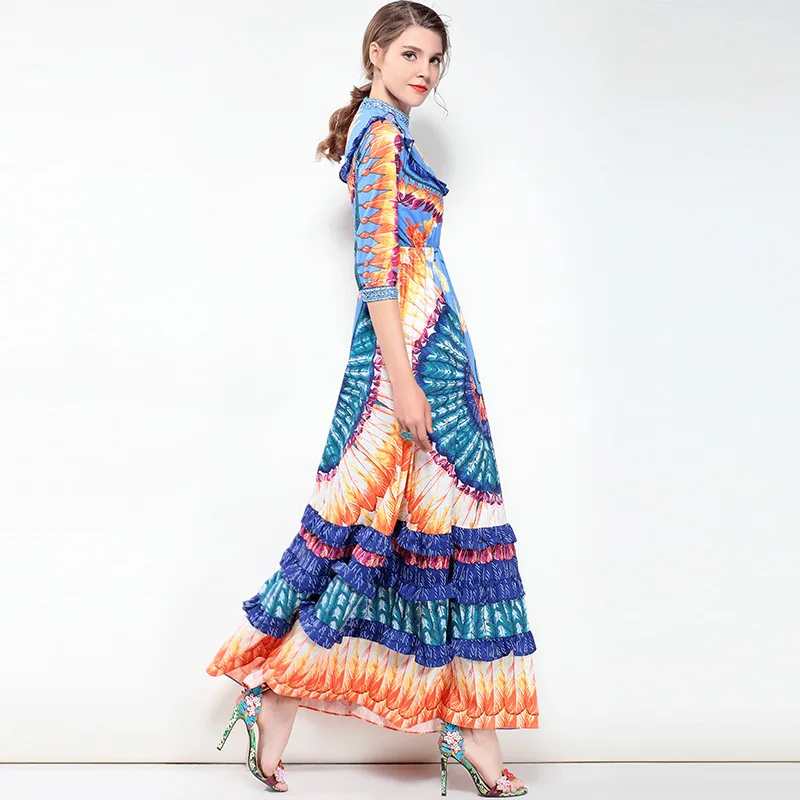Женское платье 2018 Лето Макси платья мода длинные дизайнер Элегантный Запад