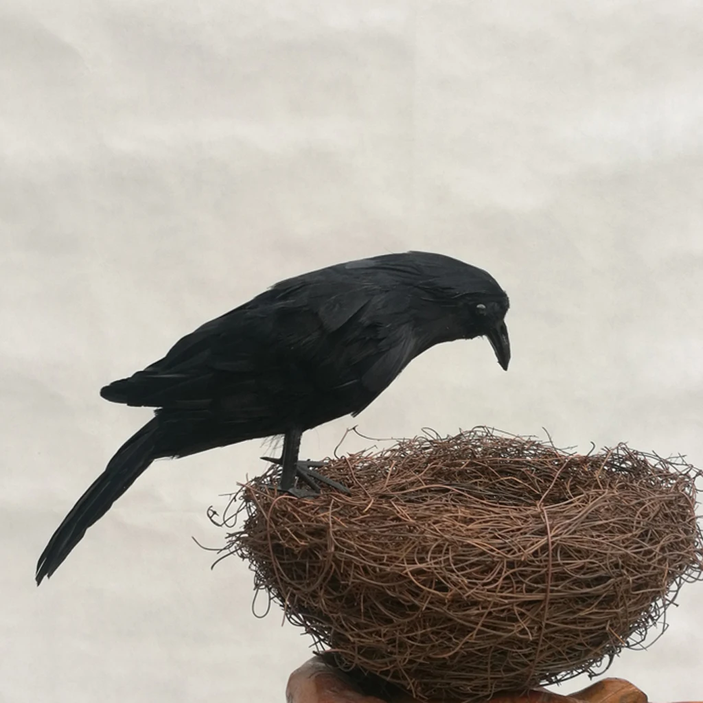 

2PCS Artificial Realistic Raven Birds Garden Tree Wedding Decor Photo Props