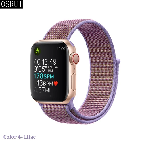 4- Lilac Спортивный ремешок-петля для apple watch 4, 5, 3, 44 мм, 40 мм, correa, 42 мм, 38 мм, iwatch, браслет, дышащий, apple, Аксессуары для часов - Цвет ремешка: 4- Lilac
