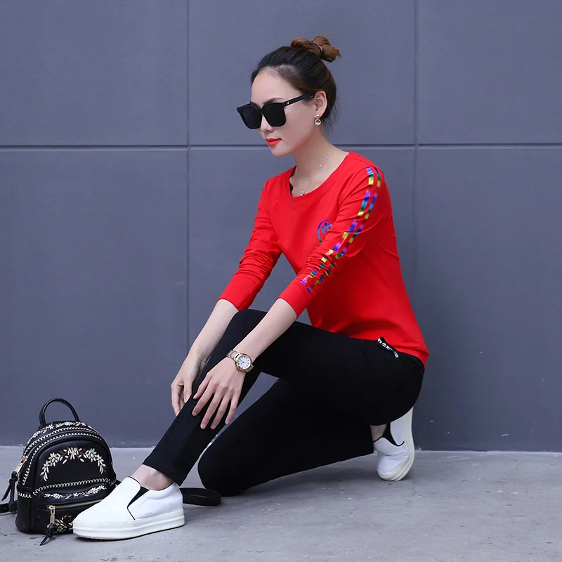 Комплект хлопка из двух частей свитер с длинным рукавом Весна и Осень Новый