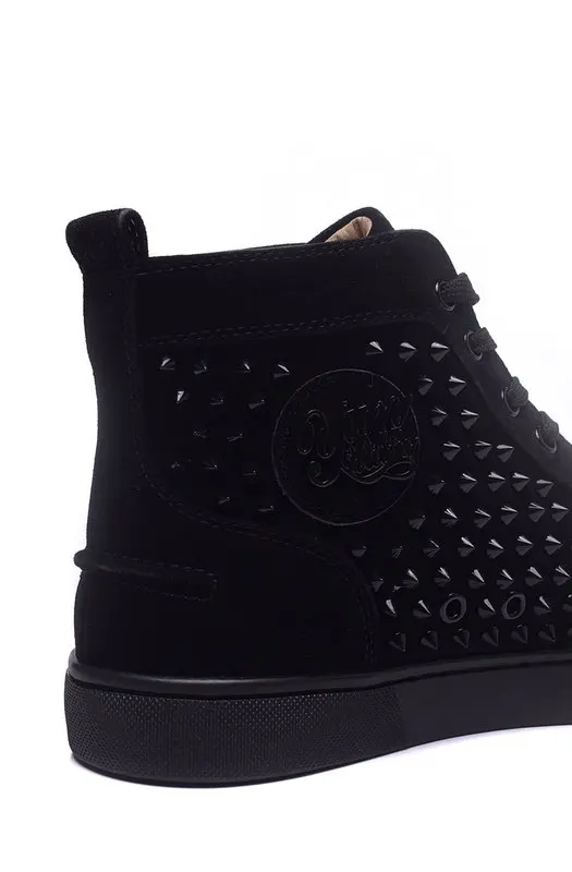Chaussures Hommes 2017 Новая Мода Марка Мужская Обувь Черный Заклепки замши Flock