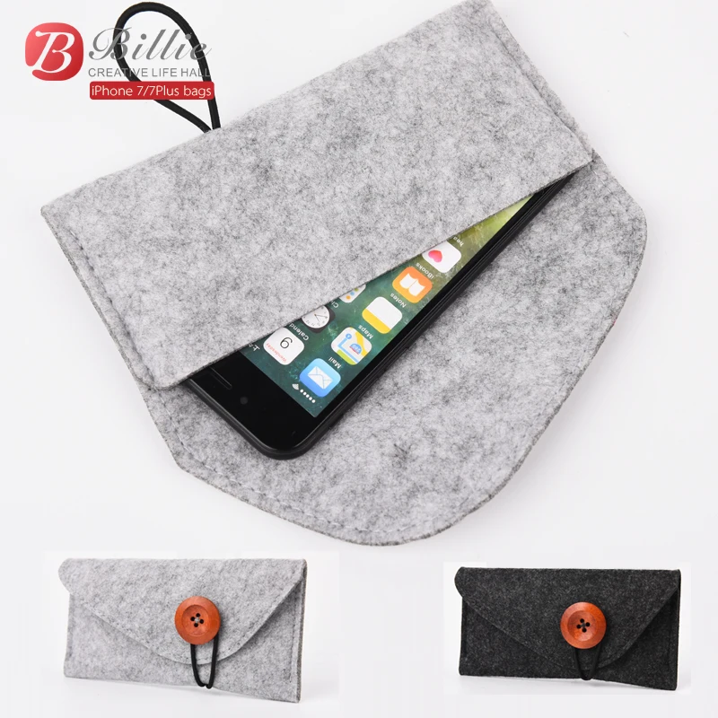 For Apple iphone 7 Plus Pouch Wool Felt Protective Pleeve Bag forIPhone8 plus 5.5" iphone 8 4.7 inch Bags Phone Case