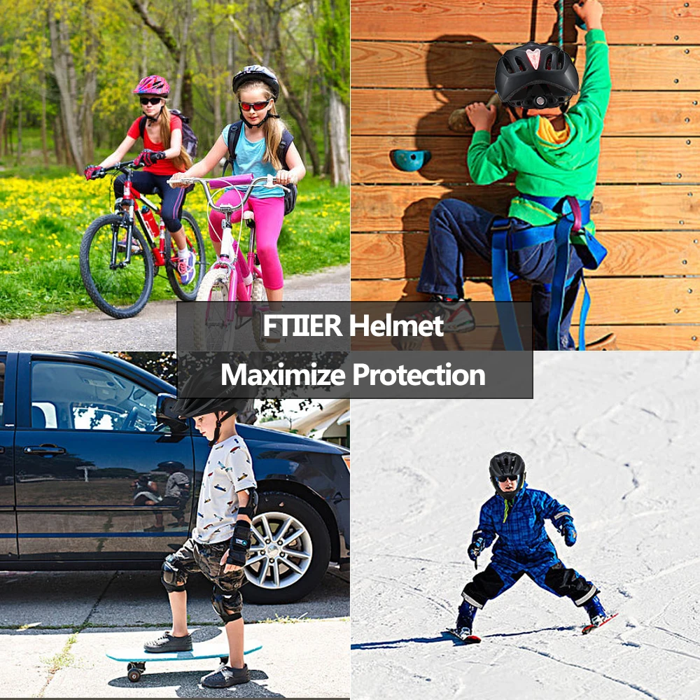 

Ftiier 2 Use Kid Detachable Helmets LED Boys Girls Bicycle Helmet Children Full Face Bike Cycling Helmets MTB Cascos Ciclismo