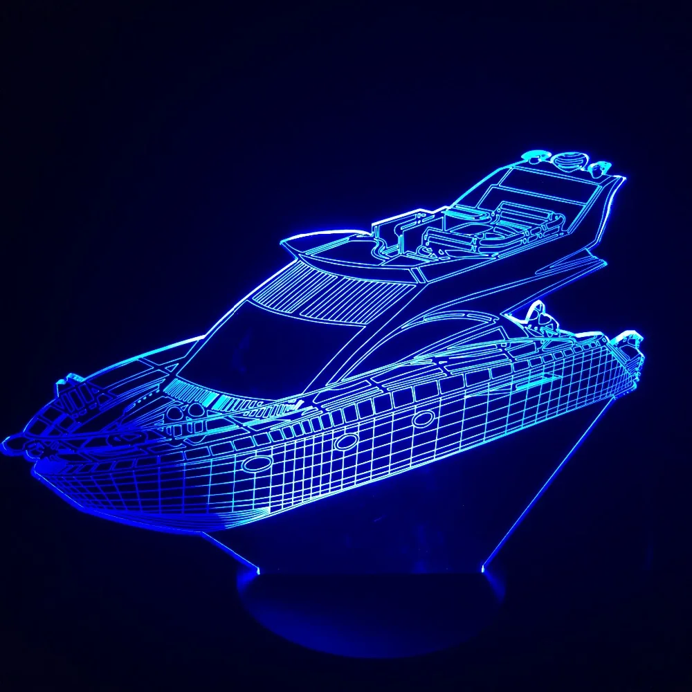 Yacht Boat 3D светодиодный Настольный светильник 7 цветов визуальный атмосферный ночник для детей подарки USB Lampara детское освещение для сна Luminaria