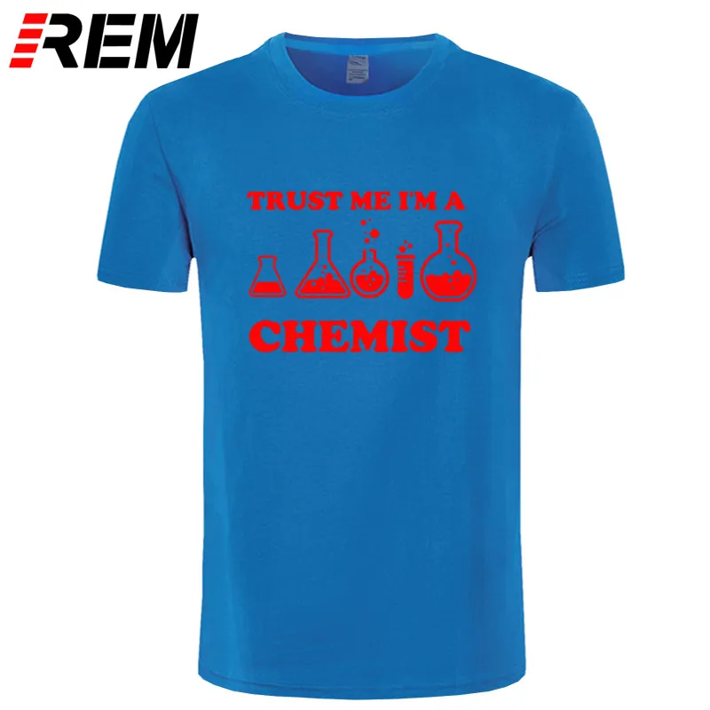 REM Trust Me I'm A Chemist забавная футболка для мужчин с принтом хлопок короткий рукав химия уличная Мужская футболка хип-хоп - Цвет: blue red