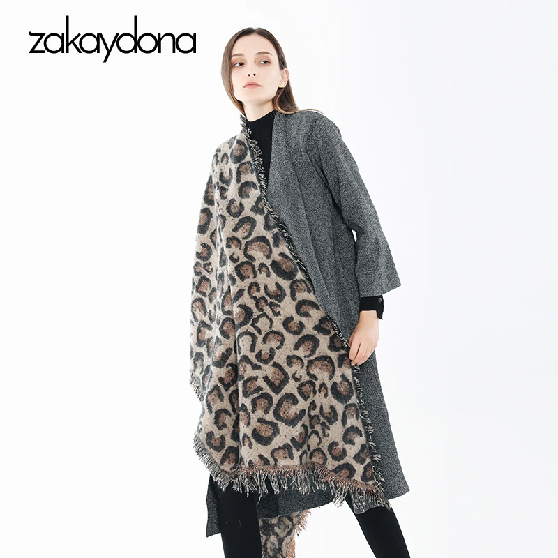 Zakaydona 2018 зимний шарф женский леопардовый длинный платок Мягкий теплый