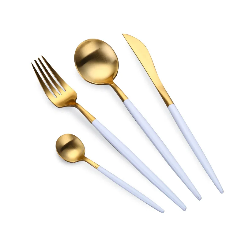 4Pcs/set Dinnerware Set 304 Stainless Steel Black Gold Cutlery Knife Fork Flatware Tableware |