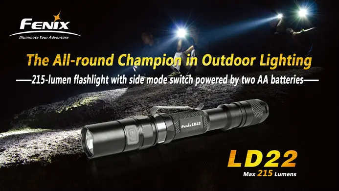 Outdoor lighting LED Flashlight Fenix LD22 215 lumens XP-G2 (R5) AA battery waterproof aluminum hunting torch-100% original | Лампы и