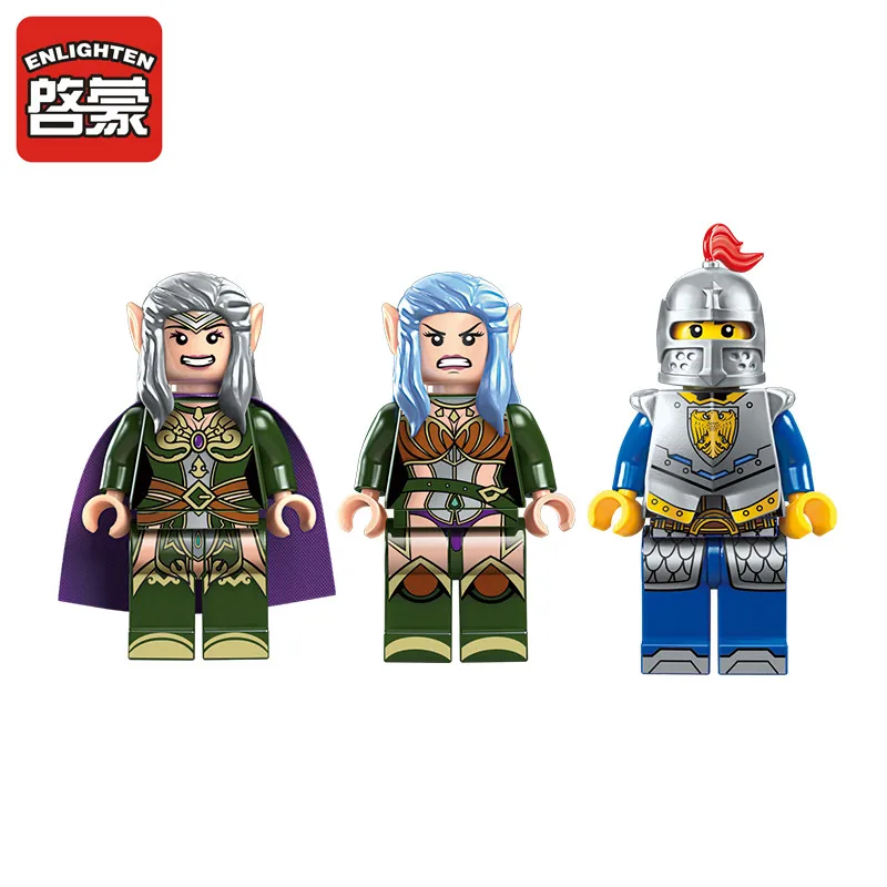 Enlighten Building Block Elves Knights Elfin, 3 фигурки, 112 шт., развивающие кубики, игрушка для мальчика, подарок-без коробки