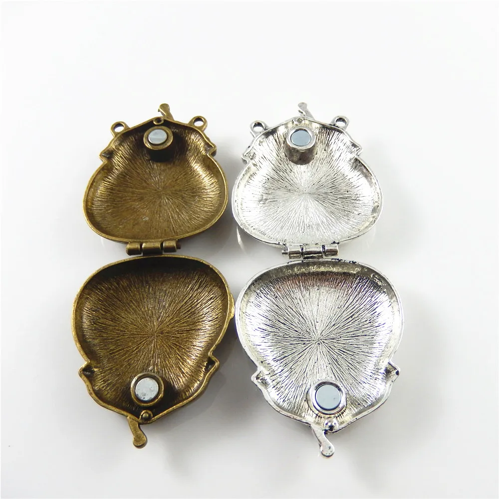 2piece)Mix Antique Silver Bronze Tone Ancient Purse Locket Alloy Charm Pendants 54*44mm OpenClose Top Jewelry Lover Gift 52609