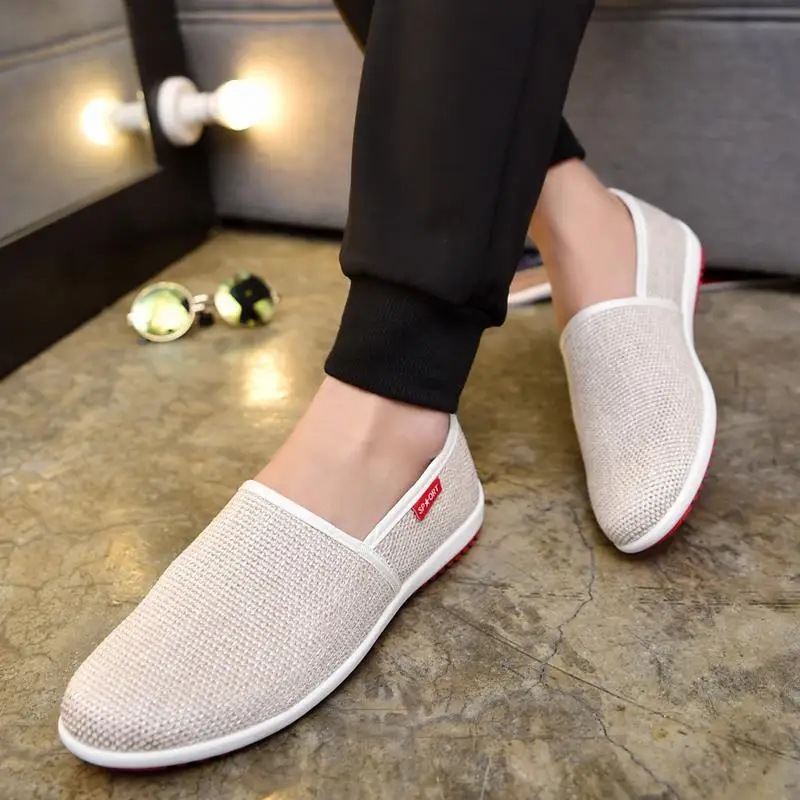2019 Hot Sale Men Casual Shoes Summer White Canvas Espadrilles Soft Driving Slip On Mens Flats | Обувь