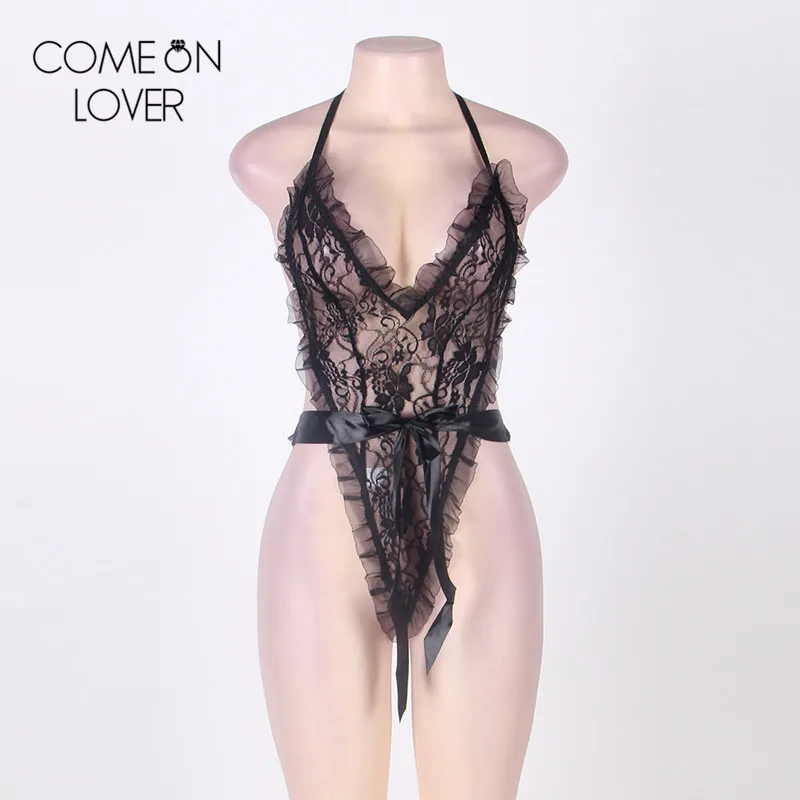 Comeonlover с лямкой на шее без рукавов сексуальное Боди женское белье низким вырезом