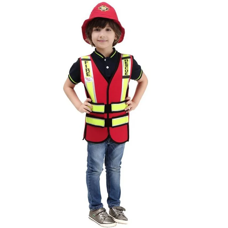 Хэллоуин пожарный Красный игра представление супер полицейский Косплей жилет