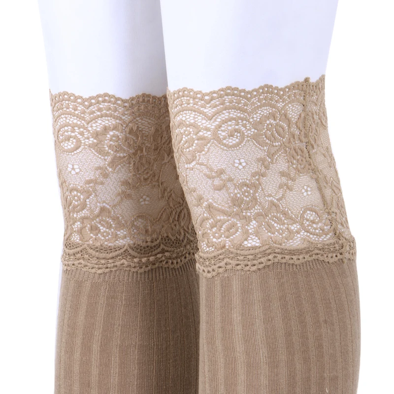 Женские кружевные чулки сексуальные теплые облегающие длинные хлопковые
