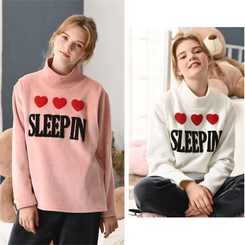 

Postpartum mother Extra Thick Nursing Pajamas Sets with Trousers with Cats Pregnant woman Lactation Clothes Maternity Sleepwear