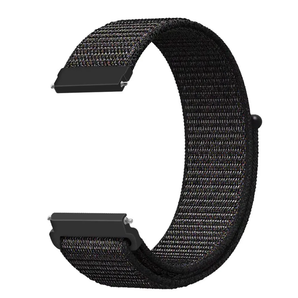 black sand 22 мм спортивный ремешок-петля для samsung gear S3 Classic Frontier 20 мм gear S2 Sport Huami huawei нейлоновый ремешок с регулируемой застежкой - Цвет ремешка: black sand