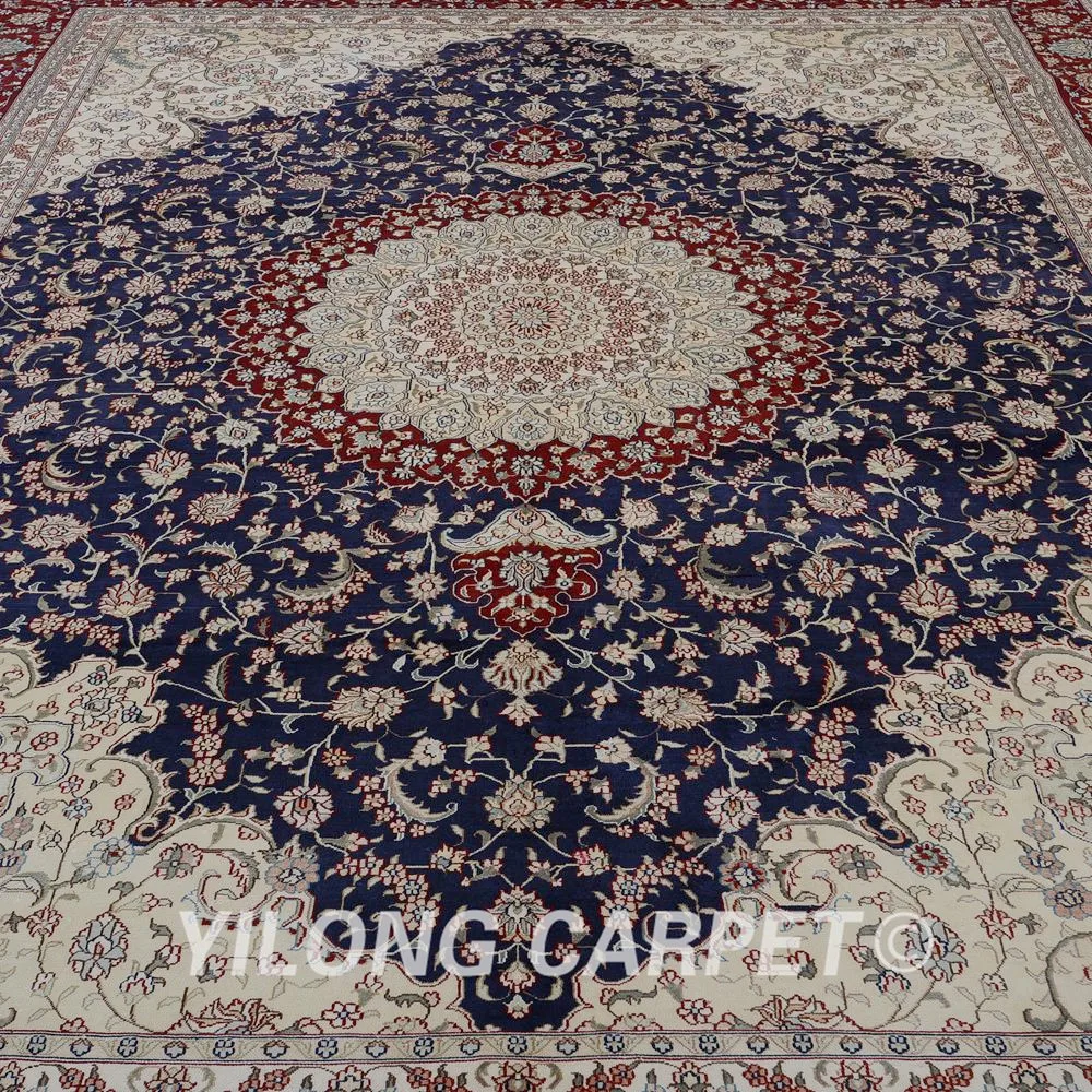 Koop Yilong 9'x12 'Antieke Klassieke Handgemaakte Kleed Grote Donkerblauw Vantage Turkije Tapijt (0907)