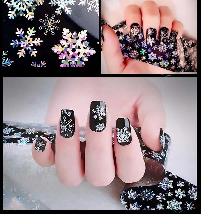 

Рождественская наклейка в форме снежного цветка, переводные наклейки для дизайна ногтей, 3D наклейки для маникюра, наклейки для дизайна ногт...