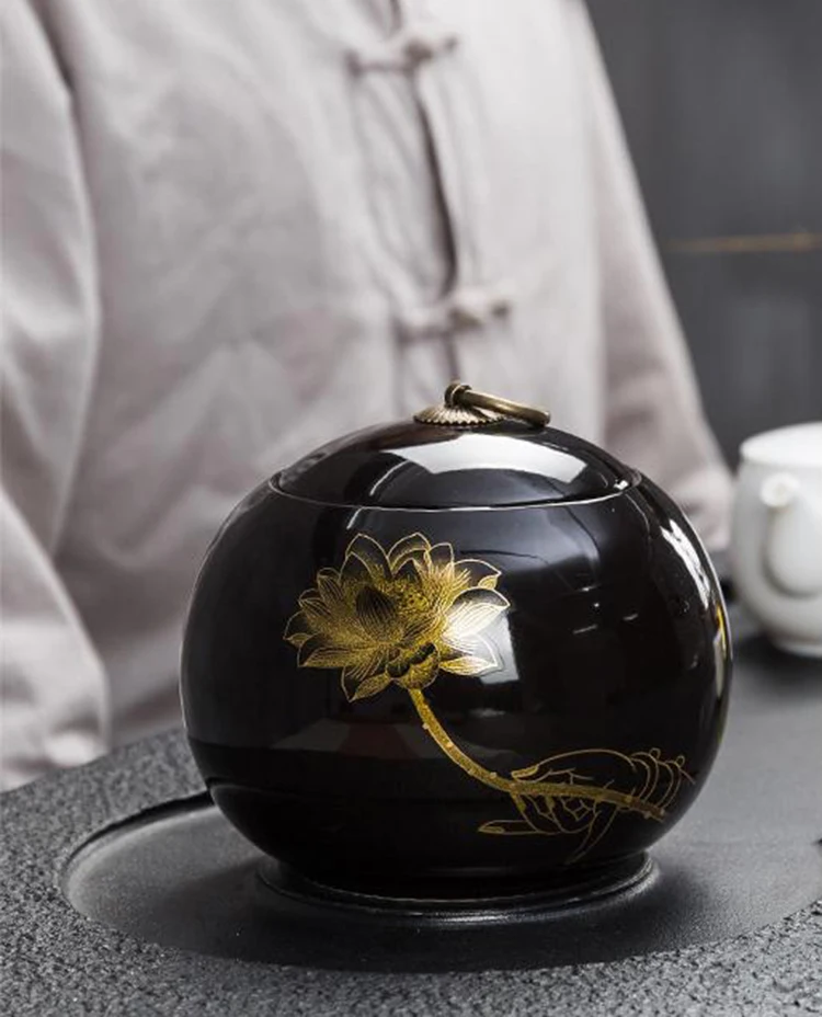 Bergamot чай с рисунком лотоса Caddy китайский керамический чайный набор кунг-фу контейнеры для чая банка специй хранения орехов банка для конфет домашний декор в стиле ретро