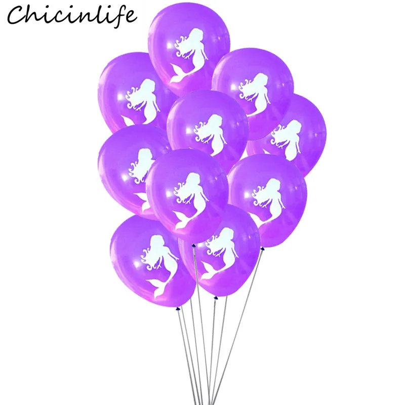 Chicinlife 10 ⑤ уп. синий/фиолетовый/смешанный цвет латексные воздушные шары русалки