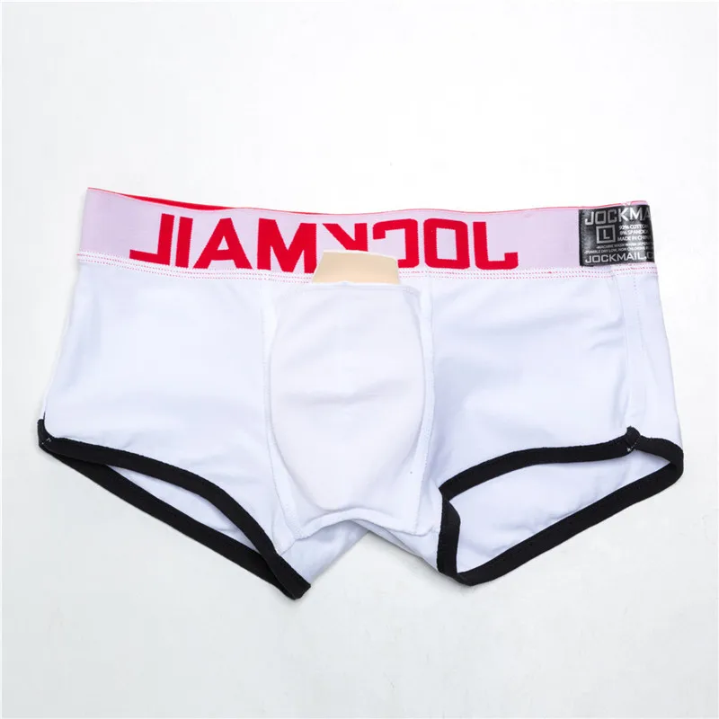 JOCKMAIL, фирменное Мужское нижнее белье, боксеры, плавки с сексуальным мешочком для пениса, усиление выпуклости спереди+ сзади, Двойная съемная чашка пуш-ап