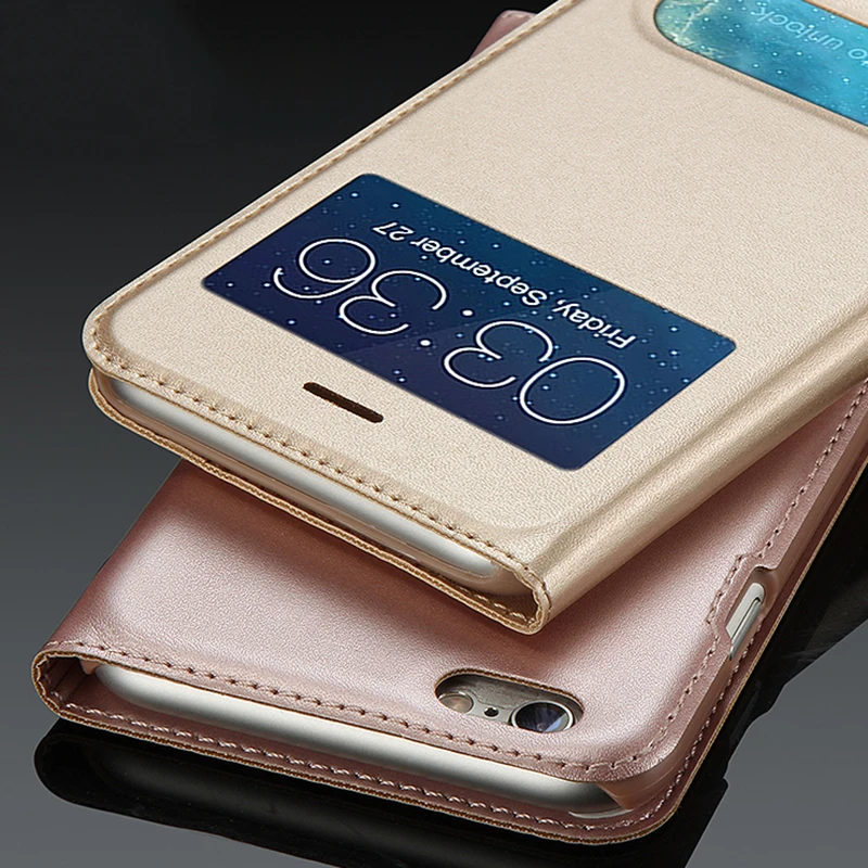 Роскошный чехол-книжка с открытым окошком для iPhone 6 чехол 7 8 6S Plus X 5 5S SE из