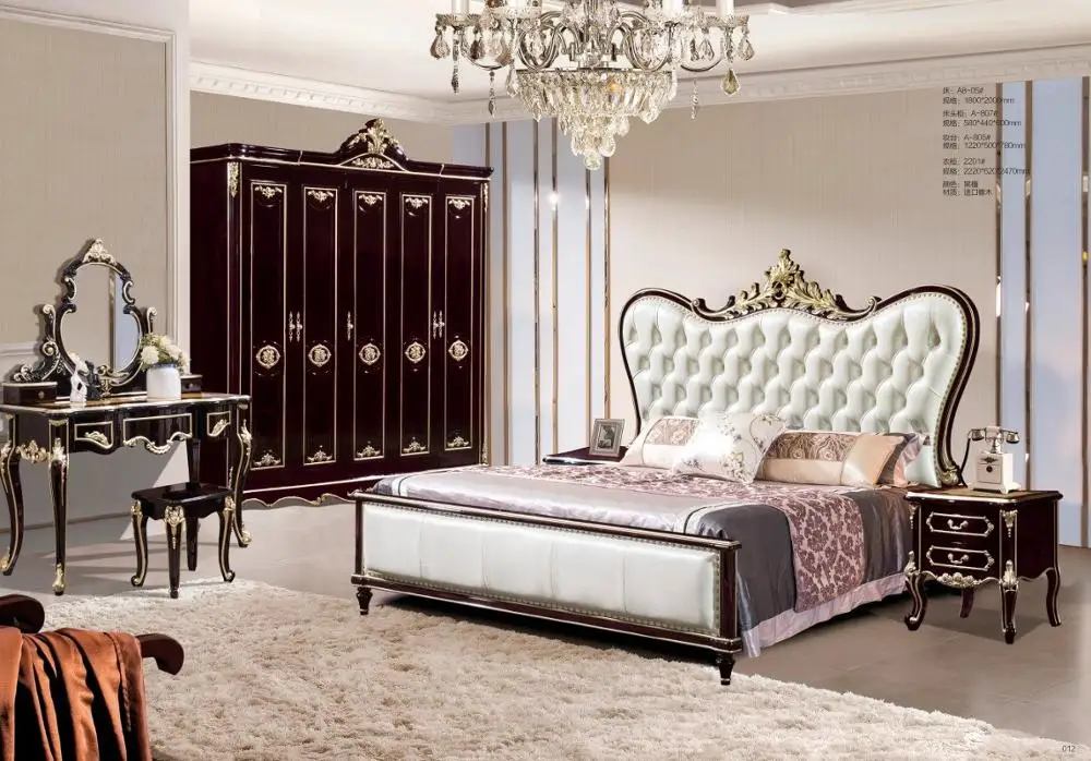 

modern european solid wood bed Fashion Carved 1.8 m bed 2 people french bedroom furniture DNA8-06