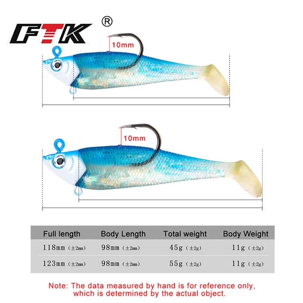 FTK свинцовая головка, мягкие рыболовные приманки, 4 цвета, 45 г/55 г, Pesca, острый крючок, приманка из мягкой рыбы для рыбалки на озере, приманка для окуня