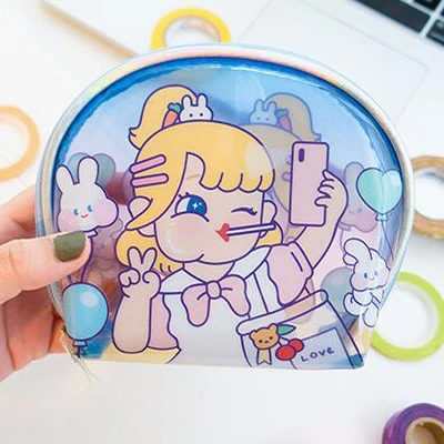 Selfie Bentoy голограмма женский кошелек держатель кредитной карты девушка ПВХ лазерный кошелек мультфильм деньги Органайзер чехол для девочек - Color: Selfie
