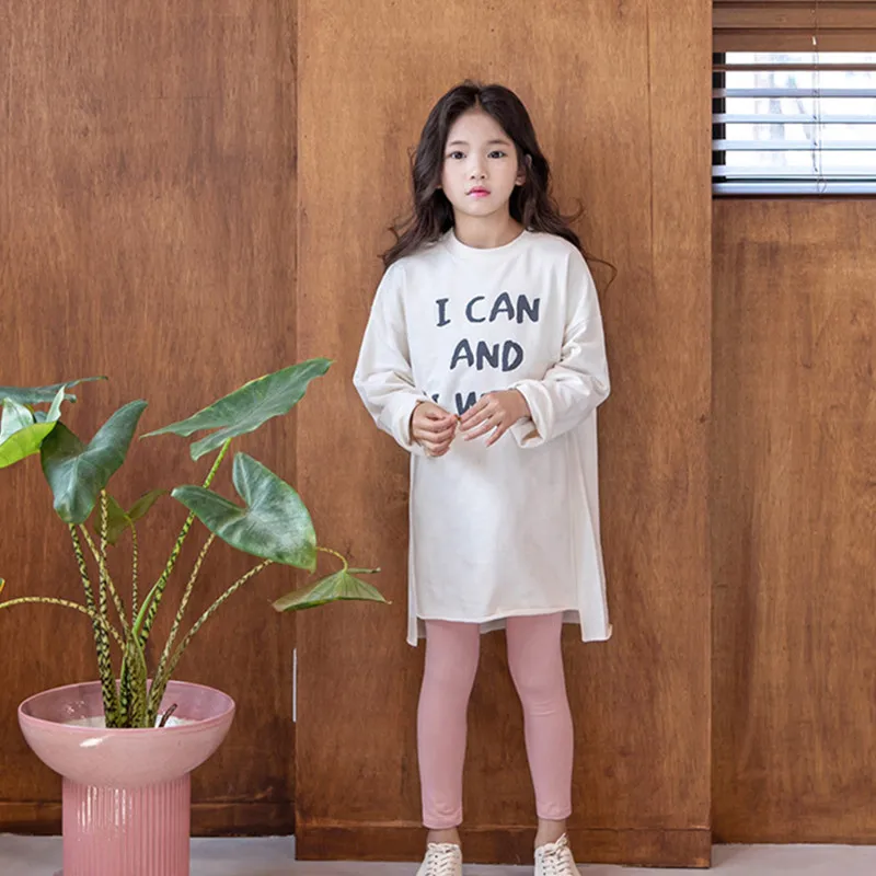 4 to 16 years kids &amp teenager girls beige letter print long sleeve casual cotton shift dress children fashion spring fall | Детская
