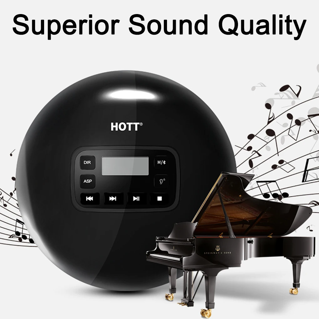 HOTT CD611T портативный Bluetooth CD-плеер с перезаряжаемой батареей светодиодный дисплей, CD walkman наслаждаться музыкой и аудиокнигой