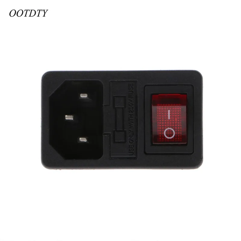 OOTDTY 6A 250 В 10A 125 кулисный переключатель SPST 3 Pin IEC320 C14 Входной модульный Штепсель